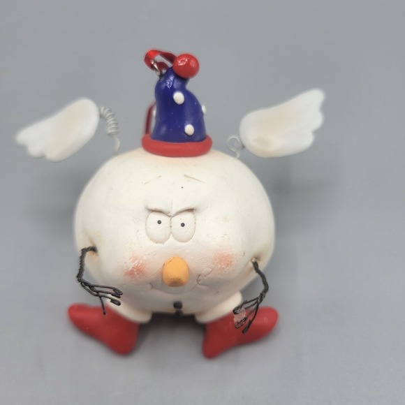 Whimsical Angel Snowball Christmas Ornament Wings Hat Boots Holiday Decor - Picture 2 of 4
